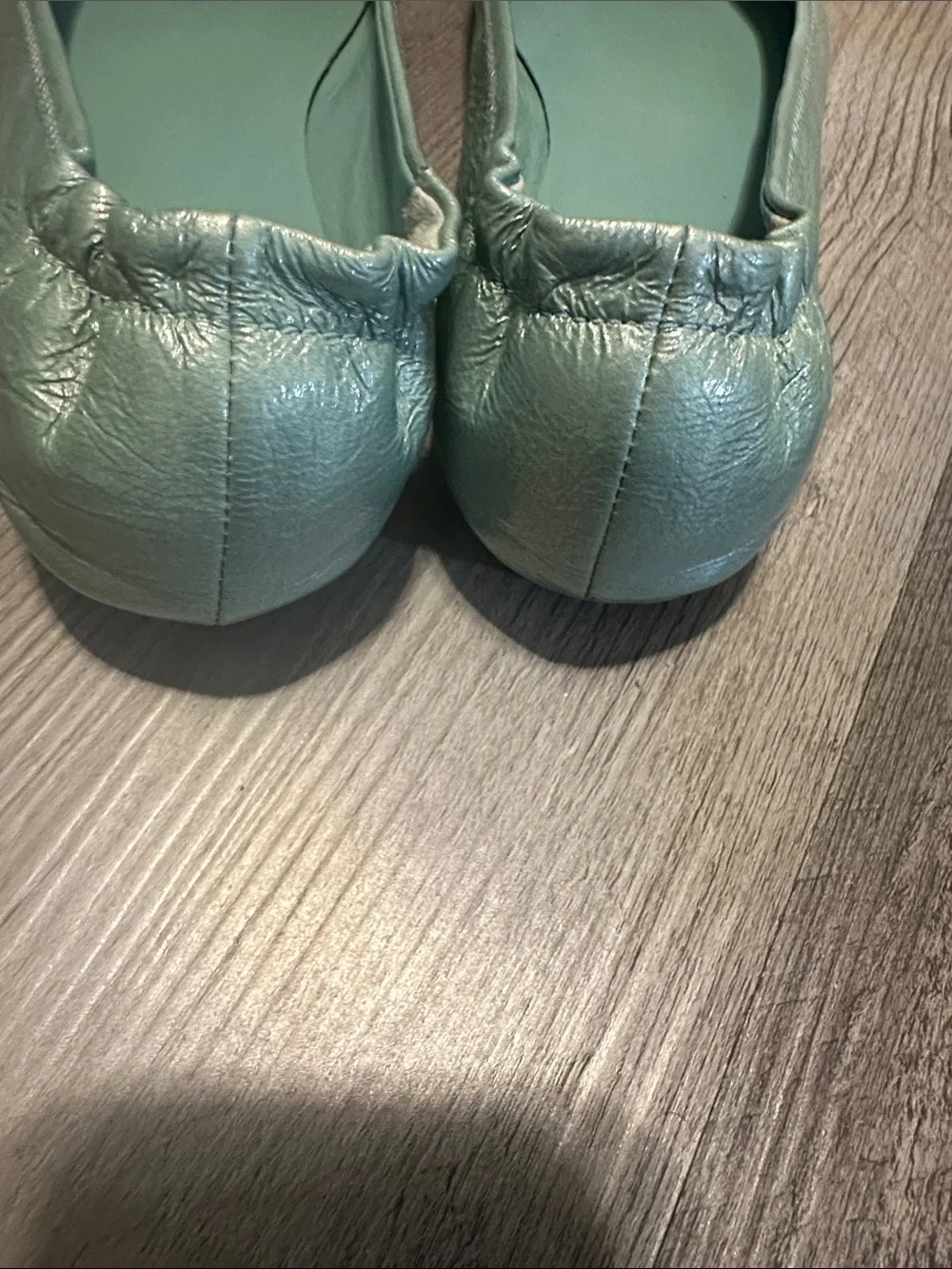 Tory Burch Seafoam Leather Ballet Flats with Logo Medallion